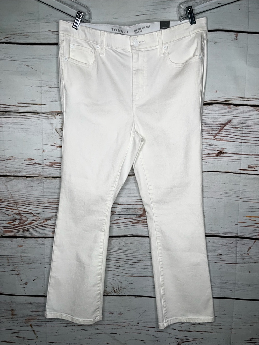 Torrid NWT Size 12 Optic White Super Soft Denim Crop Sky High Kick Bootcut Jeans